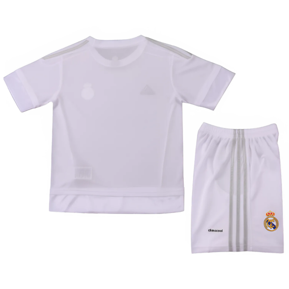 (NIÑOS) CAMISETA Y PANTALÓN CORTO RETRO DEL REAL MADRID 2015/16