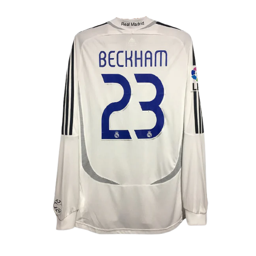 RETRO REAL MADRID 'BECKHAM 23' LEGENDS THUIS SHIRT MET LANGE MOUWEN 2006/07