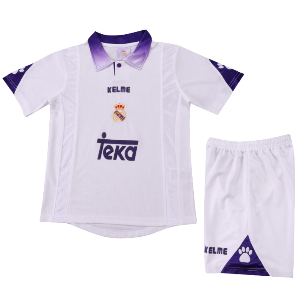 (KINDEREN) RETRO REAL MADRID UIT SHIRT & SHORTS 1997/98