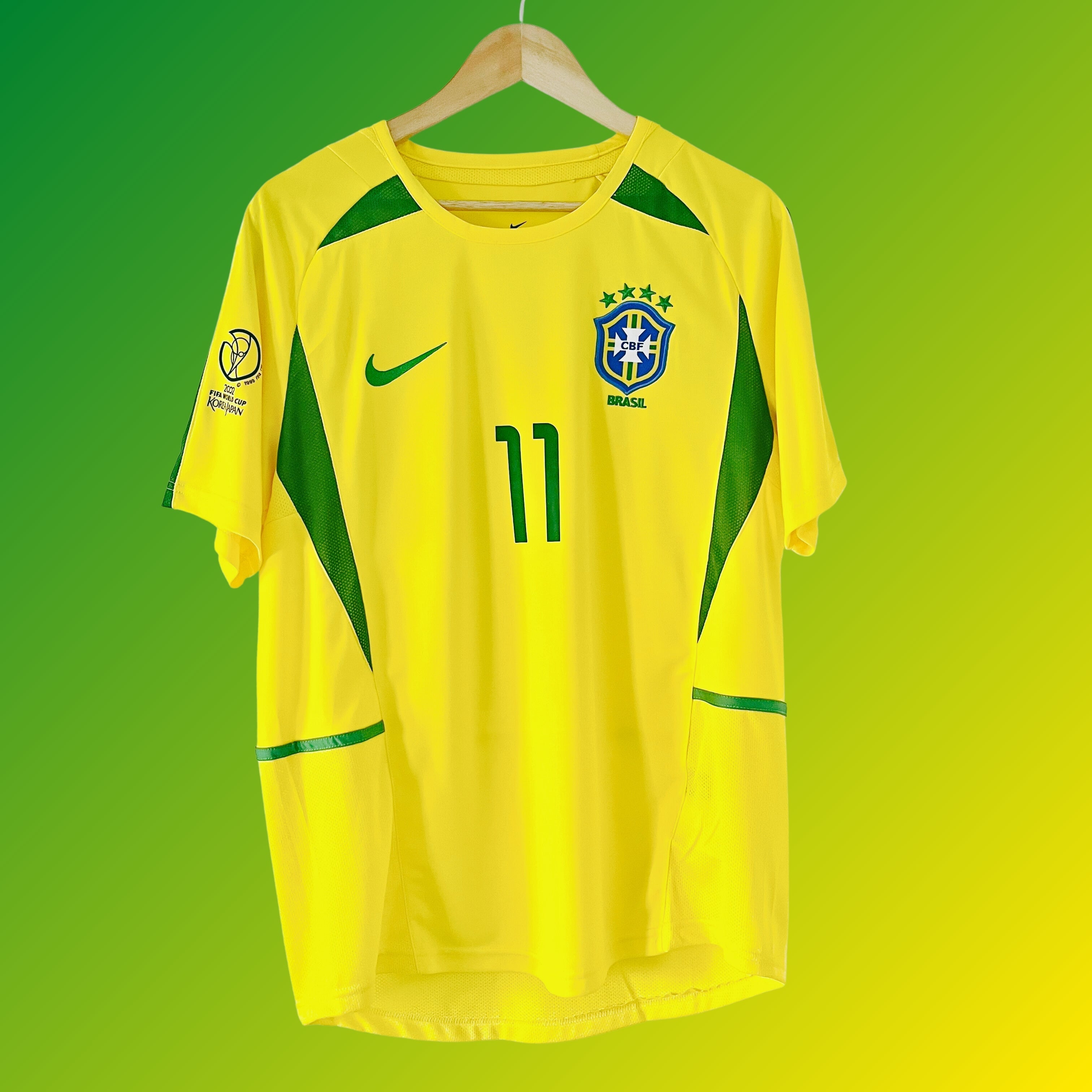 Camiseta retro de Brasil Copa del Mundo 2002 Local