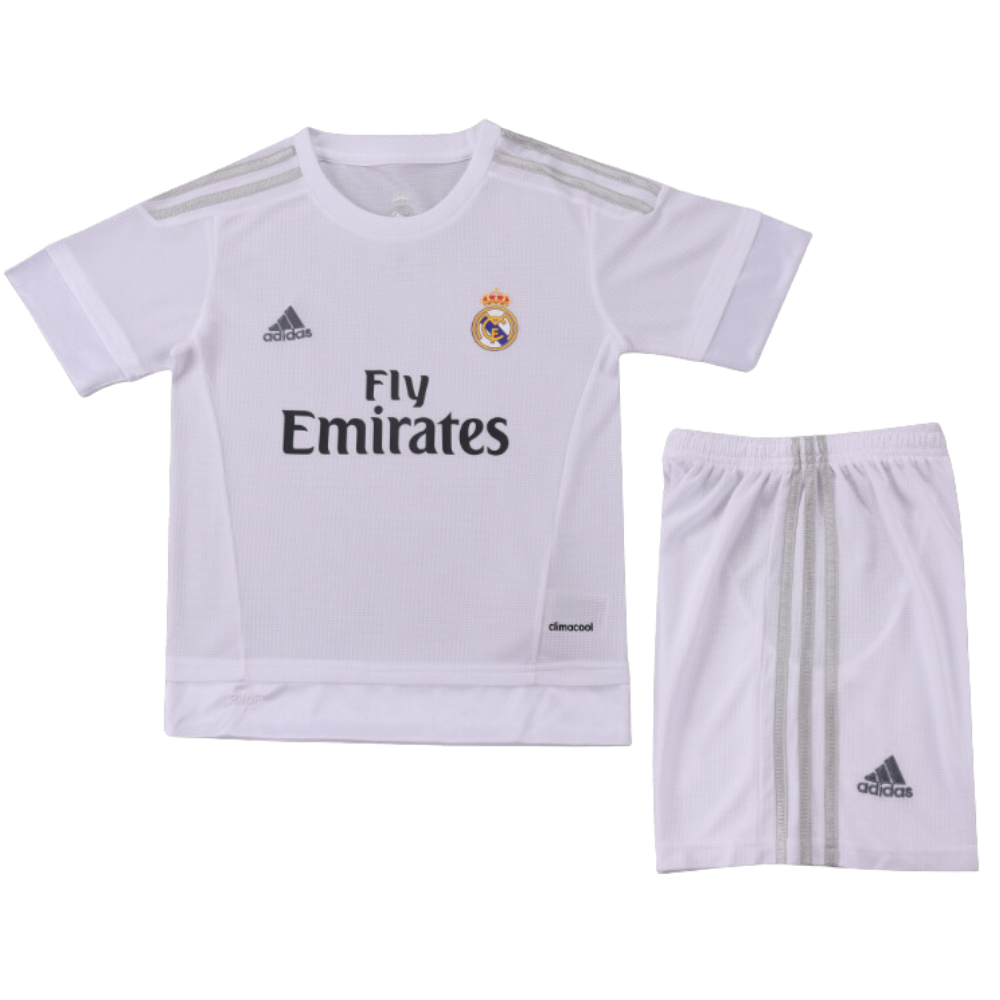 (NIÑOS) CAMISETA Y PANTALÓN CORTO RETRO DEL REAL MADRID 2015/16