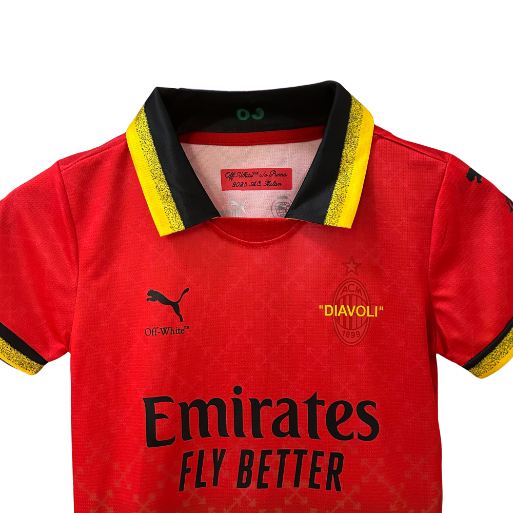 (NIÑOS) AC MILAN "OFF" MODA COLLAB ROJO EDICIÓN ESPECIAL KIT 25/26